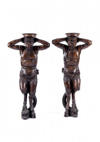 Pair of Satyr vase holders - 