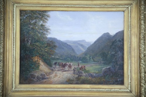 Paysage vosgien - David Ortlieb (1797-1875) - Tableaux et dessins Style Napoléon III