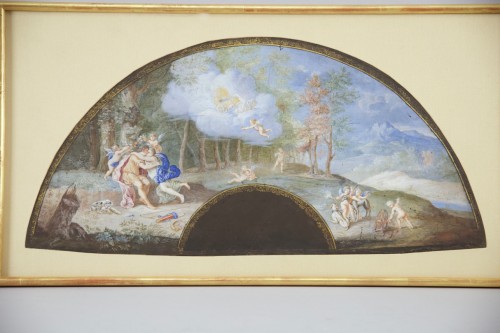 Fan project, gouache on paper late 17th century - Paintings & Drawings Style 