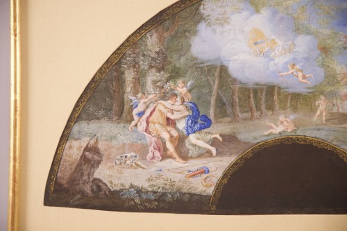 Tableaux et dessins Dessin, Aquarelle & Pastel - Projet d'éventail, gouache sur papier fin du XVIIe siècle