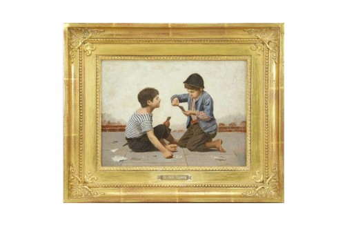 Les deux joueurs de cartes - Giulio del Torre (1856- 1932)