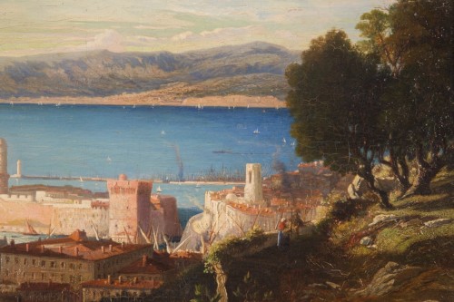 Vue du port de Marseille - Louis Auguste G. Leconte de Roujou (1819-1902) - Tableaux et dessins Style 