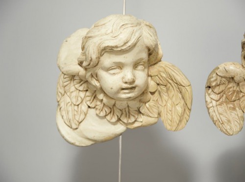 Paire de têtes d'anges, France milieu du XVIIIe siècle - Antiquités Bastian
