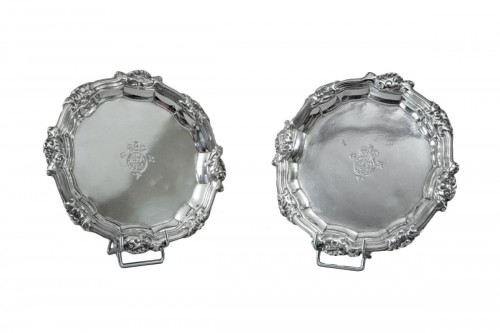 Paire de salvers en argent