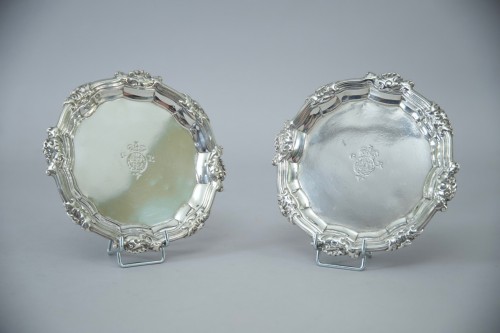 Pair of silver salver - Antique Silver Style Louis XV