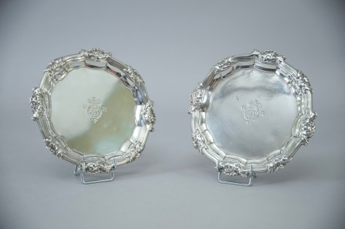 Pair of silver salver - silverware & tableware Style Louis XV