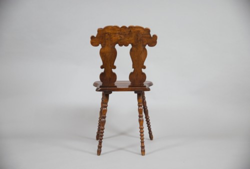 Chaise escabelle alsacienne, seconde moitié du XVIIe siècle - Antiquités Bastian