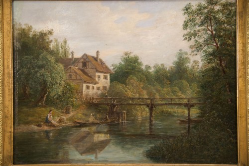 Paintings & Drawings  - Landscape with a river - David Ortlieb (1797-1875) 