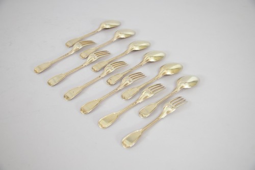 Ensemble de 12 ouverts à entremets en vermeil de Strasbourg - Argenterie et Arts de la table Style Louis XVI