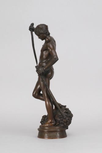 Sculpture Sculpture en Bronze - Antonin Mercié (1845-1916) – David, vainqueur de Goliath