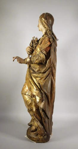 Antiquités - Tall polychrome statue