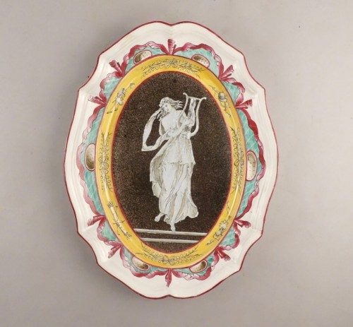 19th century - Faience dish with muse, East of France, early 19th century