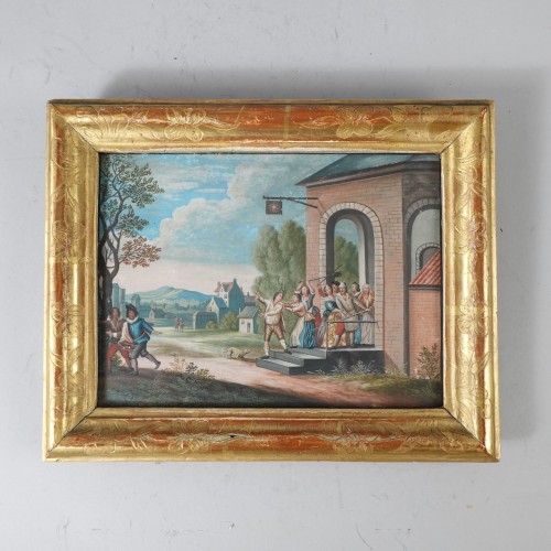 Le retour du fils prodigue, gouache du XVIIIe - Tableaux et dessins Style Louis XV