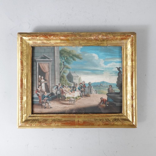 Louis XV - Le retour du fils prodigue, gouache du XVIIIe