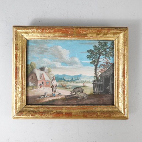 Antiquités - Le retour du fils prodigue, gouache du XVIIIe