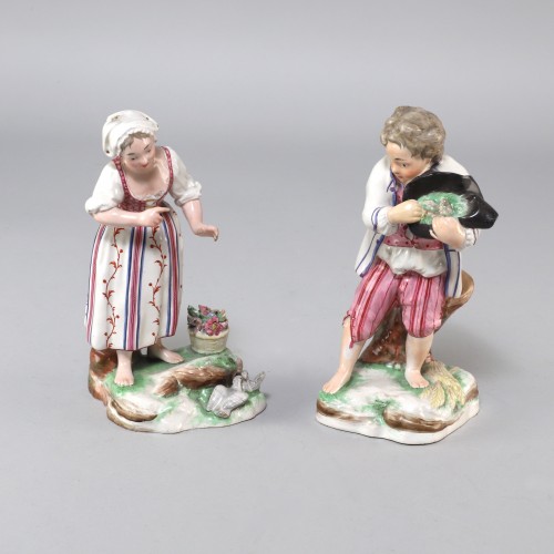 Paire de statuettes de Niderviller - Céramiques, Porcelaines Style 