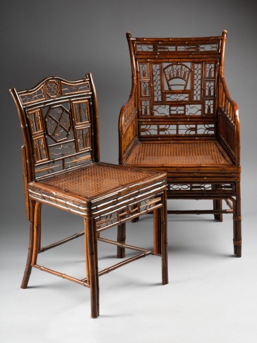 Sièges Canapé & Mobilier de Salon - Ensemble de sièges en bambou de la fin du XIXe siècle