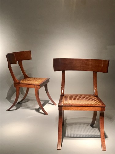 Seating  - Set of four walnut klismos chairs