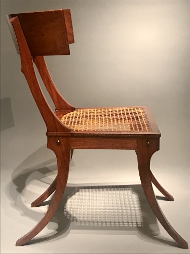 Set of four walnut klismos chairs - 