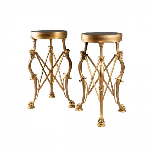 Pair of golden bronze pedestals