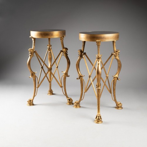 Pair of golden bronze pedestals - 