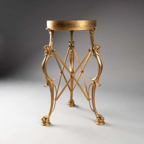 Antiquités - Pair of golden bronze pedestals