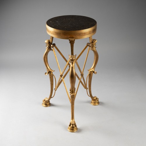 Antiquités - Pair of golden bronze pedestals