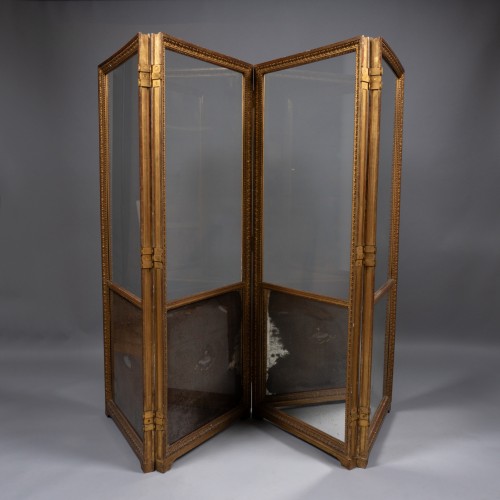19th century - Screen in gilded wood.