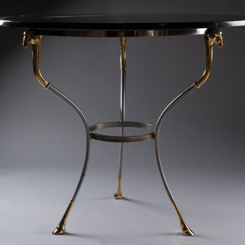 Tripod pedestal table in polished steel - 50