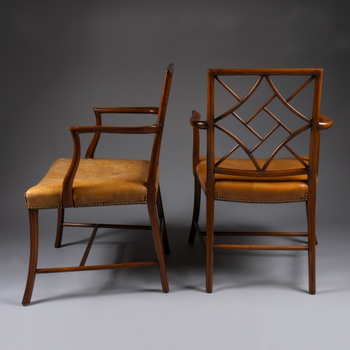 Pair of mahogany armchairs - 