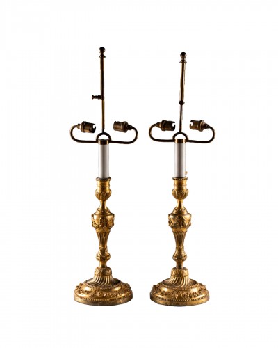 Pair of gold bronze candlesticks