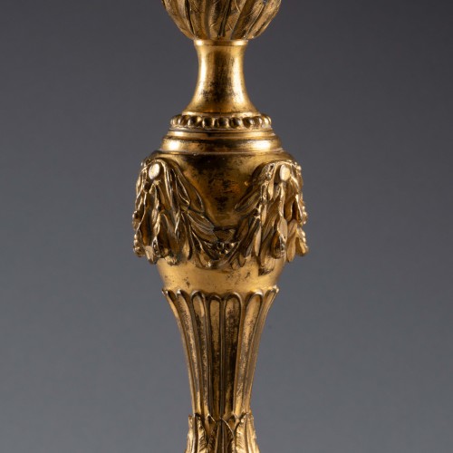 Pair of gold bronze candlesticks - Louis XVI
