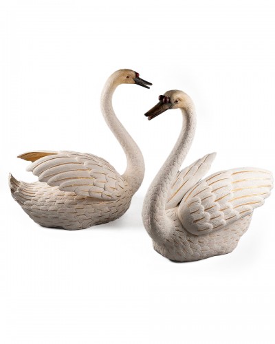 Pair of swan sculptures