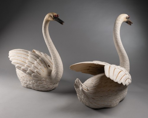 Pair of swan sculptures - Curiosities Style Napoléon III