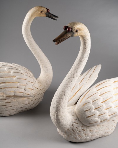 Objet de décoration  - Paire de sculptures cygnes