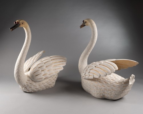 Pair of swan sculptures - 