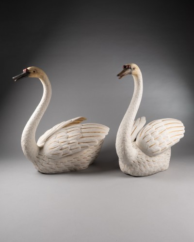 Pair of swan sculptures - Napoléon III