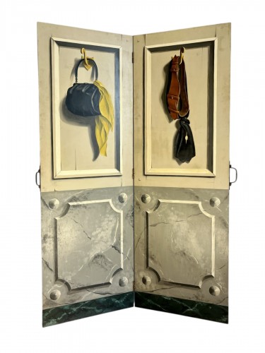 Painted double-leaf screen
