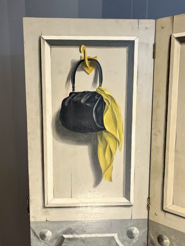 Decorative Objects  - Painted double-leaf screen