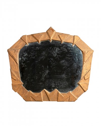 Golden wood table mirror