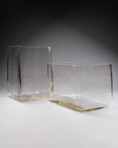  - Engraved glass vases.