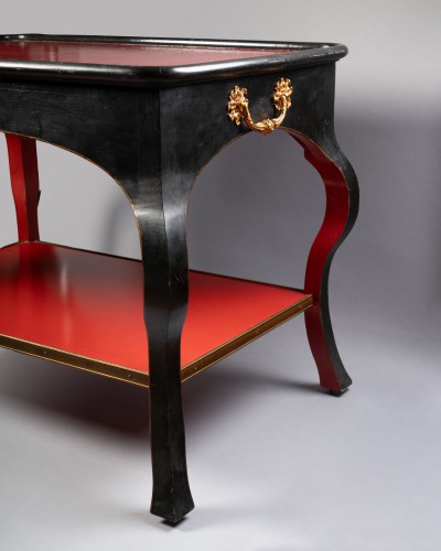 Rectangular table with black and red lacquered wooden - 50