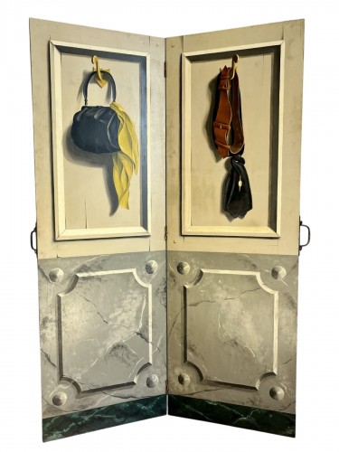 Paravent peint à double feuilles