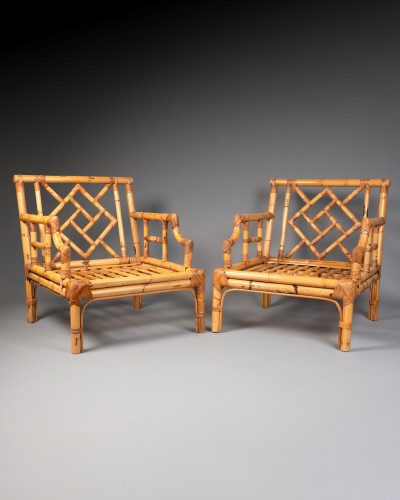 Paire de fauteuils en bambou. - 