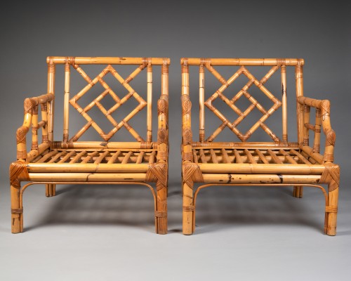 20th century - Paire de fauteuils en bambou.