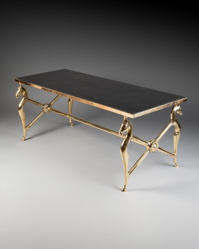 Antiquités - Table basse aux cheveaux