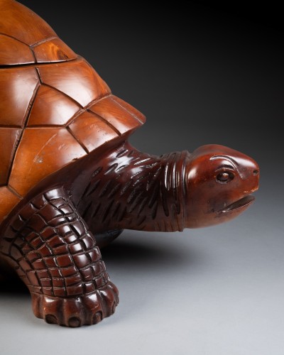 Carved wooden turtle forming bar - Curiosities Style 50