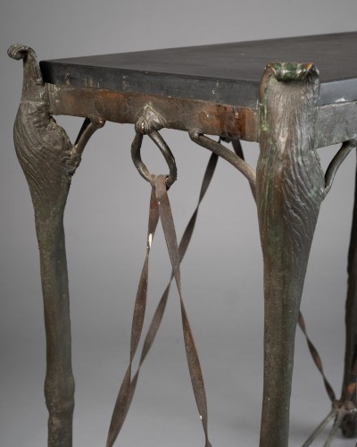 Années 50-60 - Table en bronze patiné vert