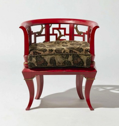 Red lacquered wooden armchair - Seating Style Art Déco