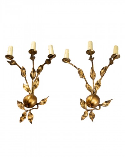 Paire d'appliques en métal doré